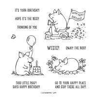 This Birthday Piggy Cling Stamp Set (English)